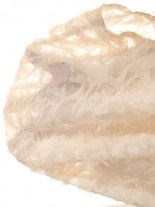 SHEIN LUNE Contrast Binding Fuzzy Blouse - Apricot - View 7