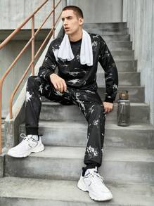 Gym Rark Boyfriend Style Men Tie Dye Sports Sweatshirt & Sweatpants, Athletic Suit, Tracksuit Workout Set Gym Set Workout Set - Multicolor - View 6