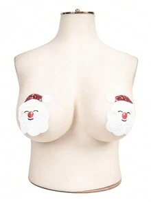 Talla grande Cubierta de pezón en forma de Papá Noel de Navidad - Rojo y blanco - Ver 2