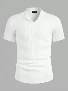 GENTILAND Nam Chất rắn Cổ bẻ Knit ngọn - trắng - Xem 2