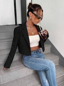 BizChic Blazer de solapa con un solo botón para otoño/invierno