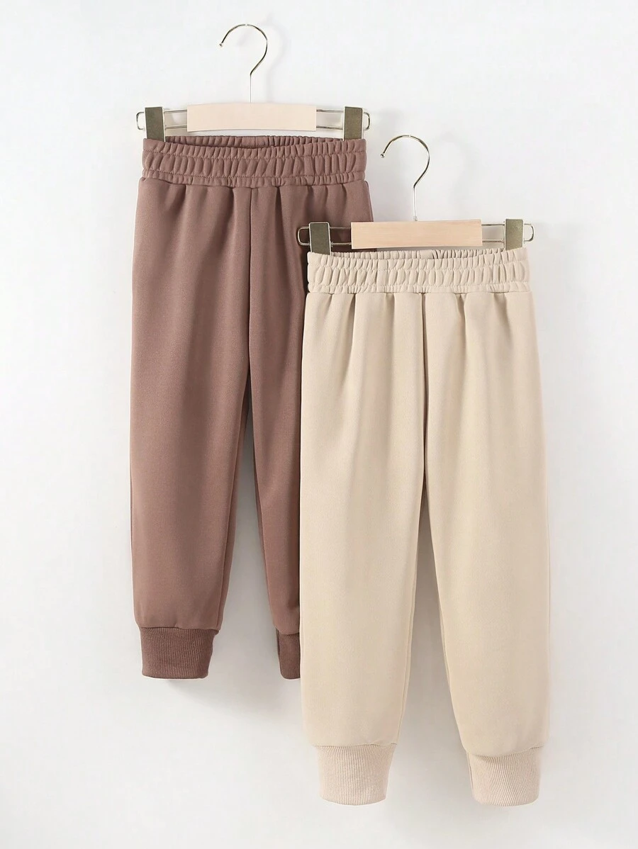 SHEIN Young Boy 2pcs Solid Elastic Waist Sweatpants - Multicolor - View 1
