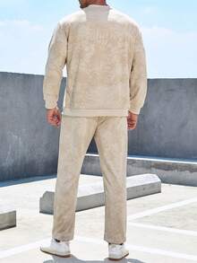 Manfinity Homme Men Tie Dye Sweatshirt & Sweatpants - Khaki - View 2