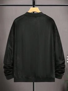 Manfinity Homme Nam Dây kéo Nhung Áo khoác bomber - màu đen - Xem 2