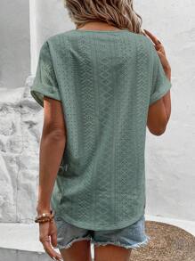 EMERY ROSE Eyelet Embroidery Batwing Sleeve Tee - Mint Green - View 2