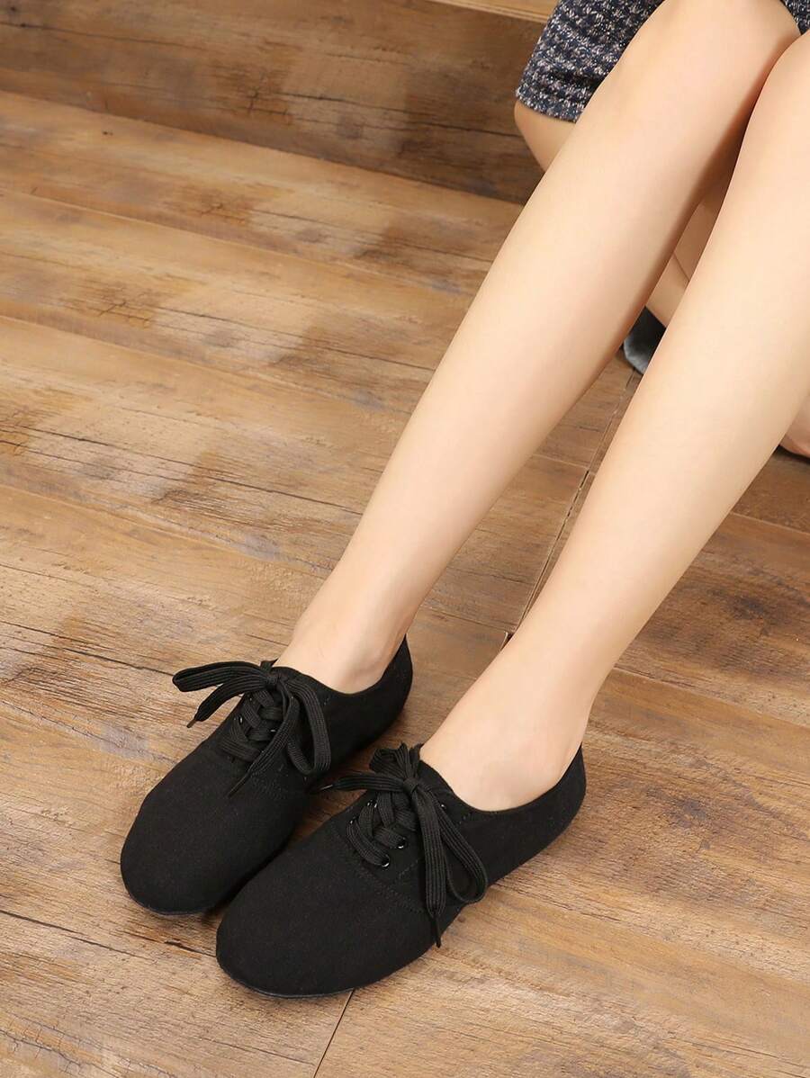 Scarpe Da Jazz Donna Con Suola Divisa E Cinghie Incrociate – PU Nero, Punta Arrotondata, Per Danza Moderna - 2