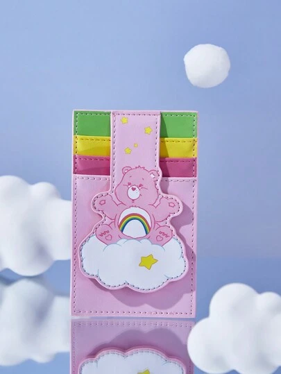 SHEIN X Care Bears 1pc Cartoon Bear With Heart Pattern Fashionable Card Holder,Cheer Bear,Gifts