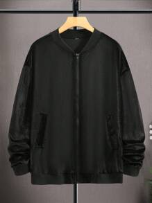 Manfinity Homme Nam Dây kéo Nhung Áo khoác bomber - màu đen - Xem 6