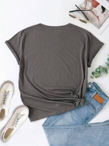 INAWLY 夏季热带印花 T 恤 - 深灰色 - 查看 2