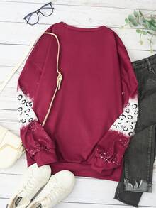 SHEIN LUNE Figure Graphic Drop Shoulder Sweatshirt - Red - View 2