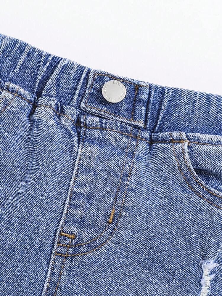 Baby Girl Ripped Rolled Hem Ripped Jeans