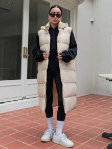 DAZY Weste mit durchgehendem Knopfverschluss, gepolsterte Taschen, Damen Wintermantel