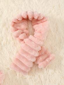 Bebé niña con bordado de dibujos animados con capucha de peluche Mono & Bolso - Rosa - Ver 3