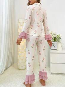 CottageSlumber CottageSlumber Floral Print Flounce Sleeve PJ Set / Pajama Set Holiday Season