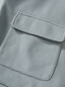 Manfinity Homme 男士翻盖口袋纽扣夹克，外出图案长袖休闲轻便夹克，适合送给朋友、丈夫、男朋友的礼物，秋季 - 灰色 - 查看 5