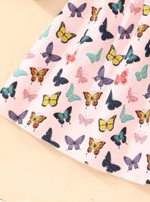 女童蝴蝶印花燈籠袖洋裝 - 粉色 - 查看 3