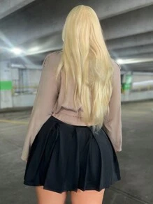 SHEIN SXY 大碼雙排釦腰帶風衣外套 - 杏色 - 查看 2