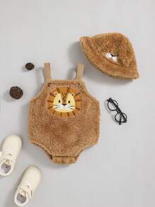 SHEIN 男嬰卡通刺繡性感緊身連體衣和帽 - 彩色 - 查看 3