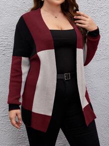 EMERY ROSE Áo khoác cardigan thiết kế thường ngày Colorblock cỡ lớn cho mùa thu/đông - Nhiều màu - Xem 5
