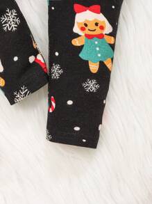 SHEIN Baby Boy Christmas Print Snug Fit PJ Set - Black - View 4