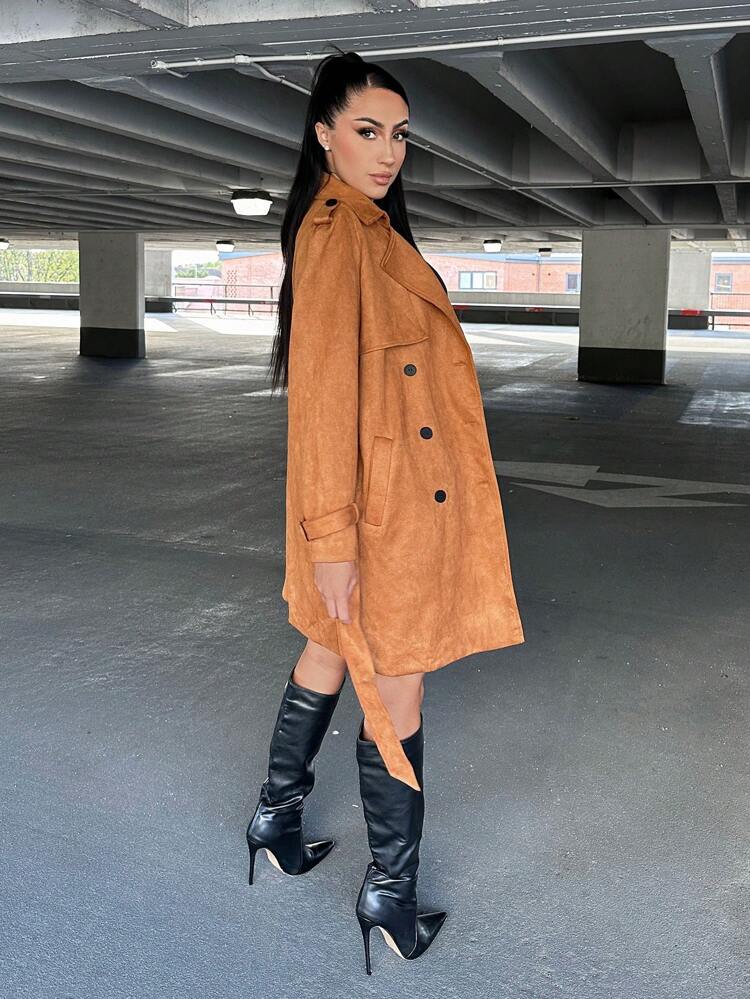 Knot Cuff Belted Trench Coat