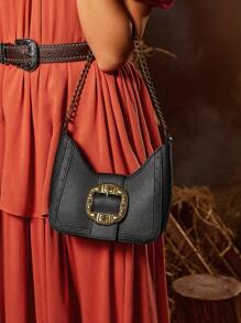 SHEIN VCAY 黑色復古腋下包 - 黑色 - 查看 7