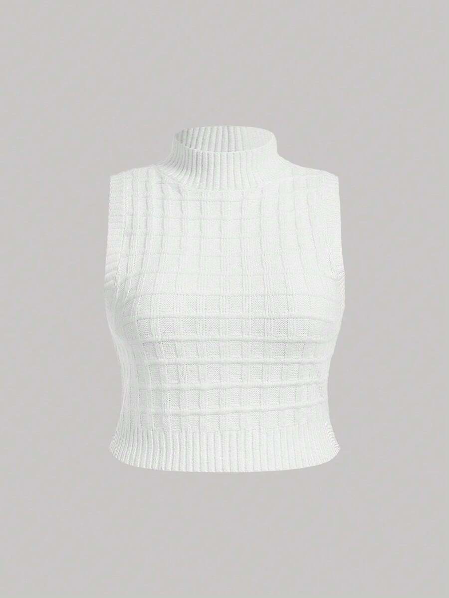 SHEIN MOD Plus Mock Neck Cable Knit Top