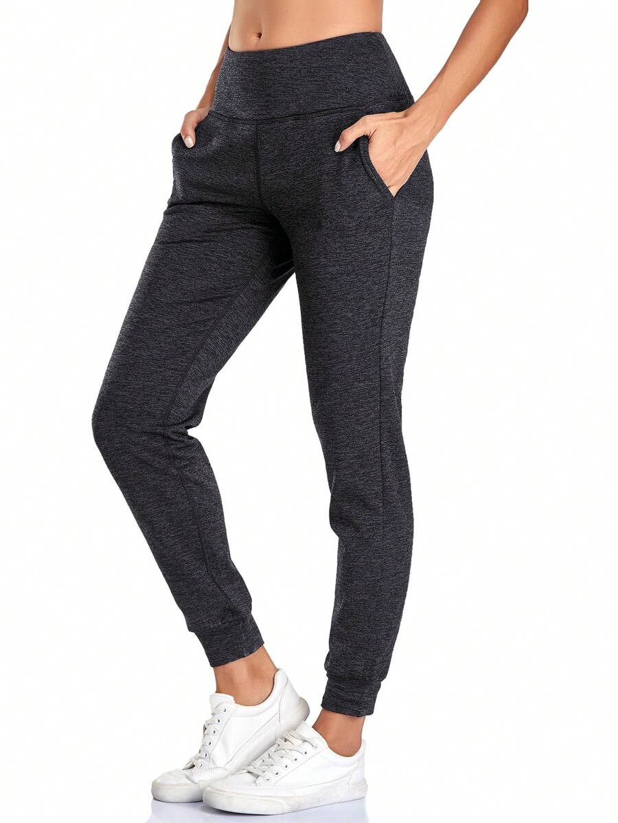 Wide Waistband Slant Pocket Pants - Black - View 1