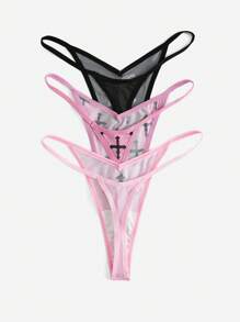 ROMWE Kawaii 3pack Graphic Print Thong - Multicolor - View 2