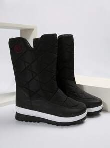 冬季日常穿着保暖内衬时尚休闲雪地靴 - 黑色 - 查看 8