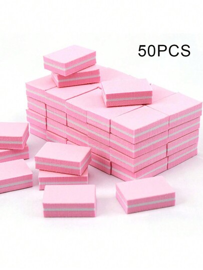 50 pièces/paquet Double Face Mini Bloc Polissoir Bloc Lime À Ongles Pour Pour Acrylique Et Naturel Ongles