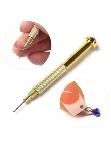 1 dụng cụ khoan lỗ trang trí móng tay, bút chấm bi, nhẫn, đồ dùng làm móng tại tiệm - Vàng - Xem 4