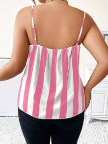 Calvaya 大碼條紋印花吊帶上衣 - 粉色 - 查看 2