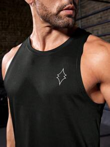 Manfinity Sport Corelite Men Letter Graphic Sports Tank Top - Black - View 4