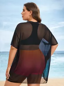 Swim Lushoire Summer Beach Plus Tree & Sun Print Bikini Set With Cover Up - Multicolor - View 2