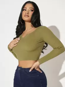 SHEIN SXY Ingekeepte hals Croptrui