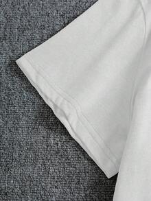 SHEIN EZwear Áo thun Plus size Hoạt hình Lá thư Slogan Giải trí - trắng - Xem 3