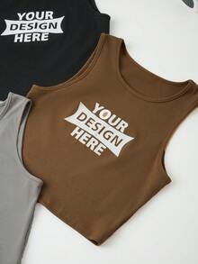 SHEIN LUNE 3pcs Slogan Graphic Tank Top - Multicolor - View 6