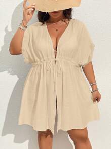 SHEIN VCAY Kimono con maniche a pipistrello, laccetti frontali, taglie comode, per l'estate