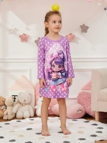 女小童卡通圖案波卡圓點睡裙