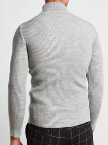 RueChic Men Turtleneck Ribbed Knit Sweater