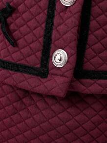 Bé gái Tương phản ràng buộc Nơ mặt trước Áo khoác & Váy & Mũ - Đỏ - Xem 6