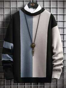 Nam 1 Miếng Khối màu Thả vai Áo len Không có áo sơ mi - màu đen - Xem 1