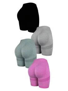 Easithlete 4 件宽腰带运动短裤女士运动短裤、健身短裤、骑行短裤 - 彩色 - 查看 1