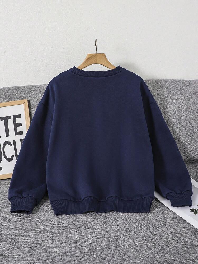 Teen Girl Letter Graphic Thermal Lined Sweatshirt