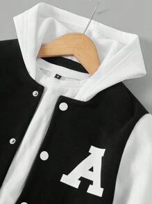 RueChic Big Boys' Letter Print Hooded Jacket And Trousers Set - Black and White - View 5