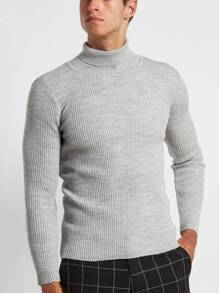 RueChic Men Turtleneck Ribbed Knit Sweater