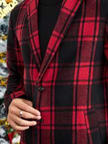 GENTILAND 男士格紋西裝領花呢外套