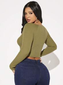 SHEIN SXY Ingekeepte hals Croptrui