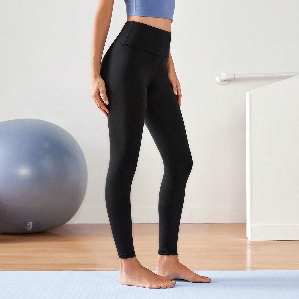 Mallas de yoga Transpirable Suavidad Control de barriga Medias deportivas con pretina ancha